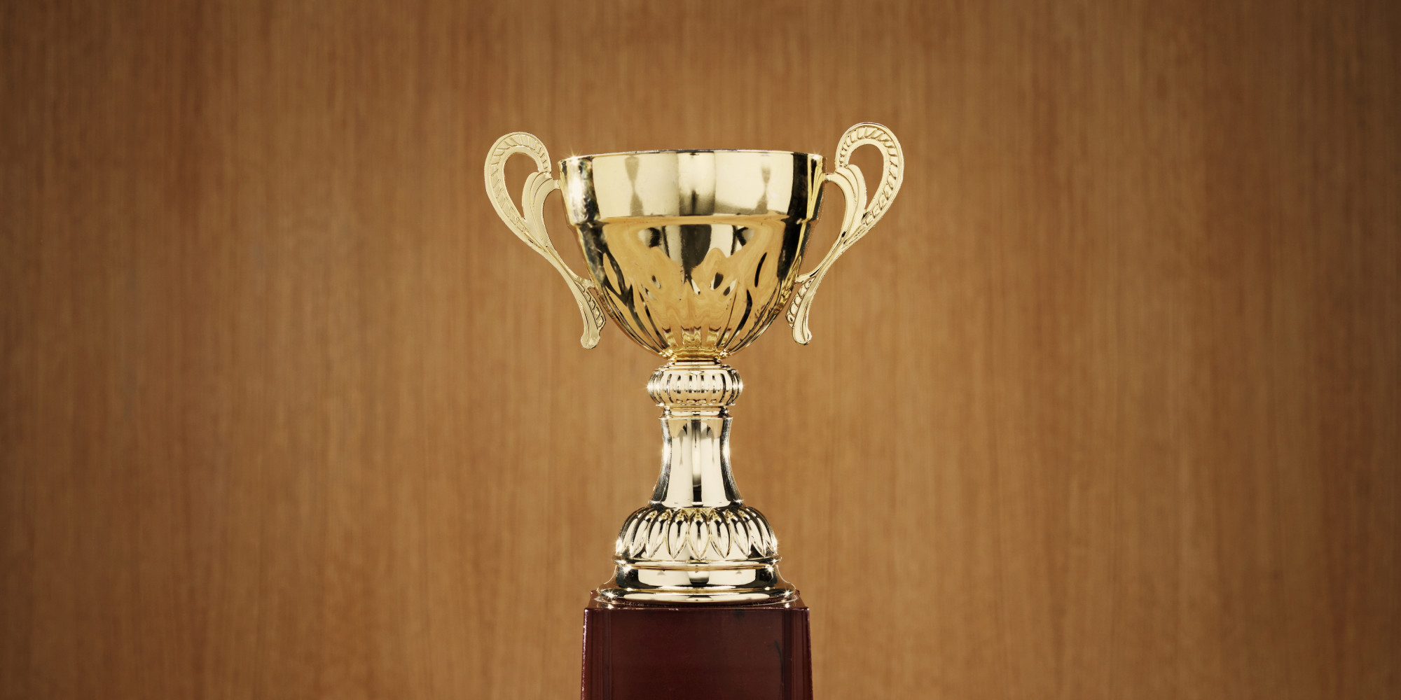 Trophy on wooden background
